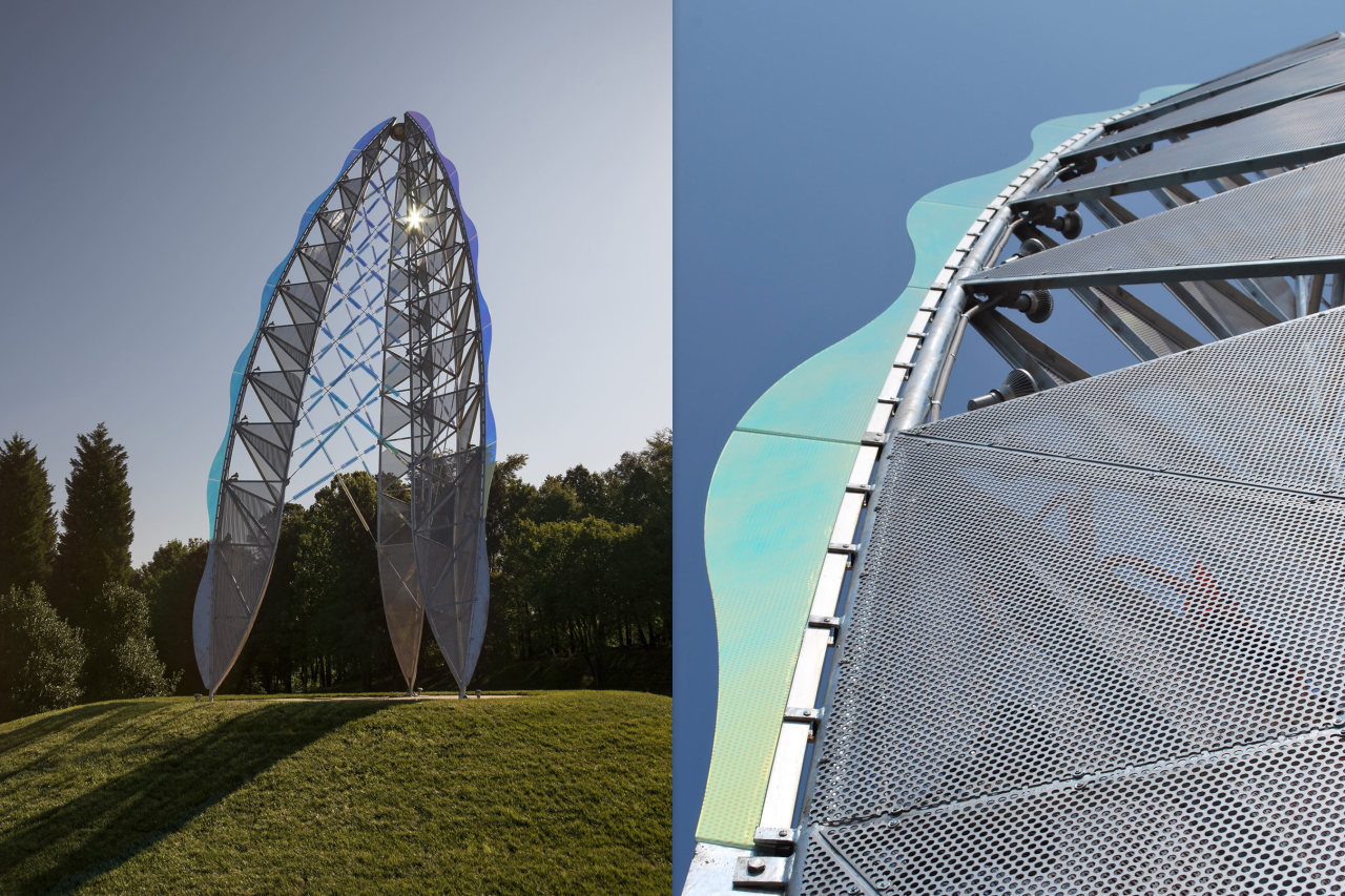 Ed Carpenter’s iconic Airport entrance sculpture, Ascendus, suggests the excitement of flight and evocations of wings, feathers, and, especially, ascent. | Image 2 | Ed Carpenter, Artist